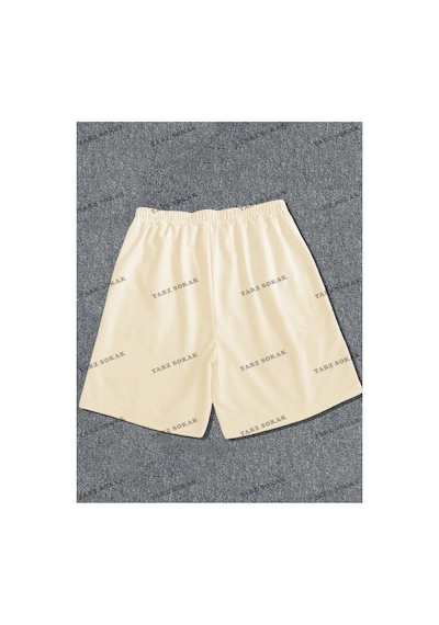 Tarzsokak Y2k Unisex Yaz Şort Bermuda Harajuka Anime Retro Kod-11491 Bej