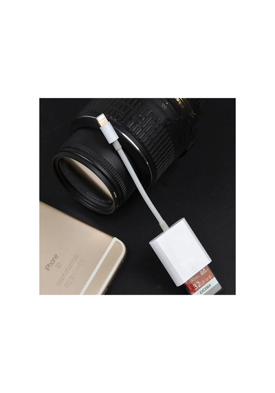 Apple Uyumlu iPhone/Apple Uyumlu iPad Lightning To Sd Kart Hafıza Kart Adaptörü Nk105- 5775 - Karbul7347-9066 Beyaz