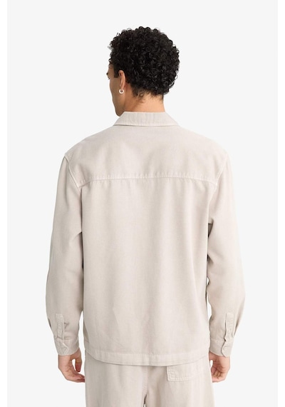 Defacto Boxy Fit Polo Yaka Twill Uzun Kollu Gömlek F7124ax25augr302 Gri