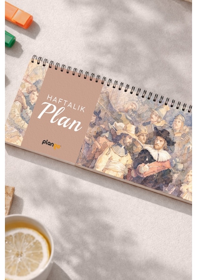 Tarihsiz Spiralli Haftalık Masaüstü Planlayıcı - Gece Devriyesi - 10x30 Cm Plango Turkuaz