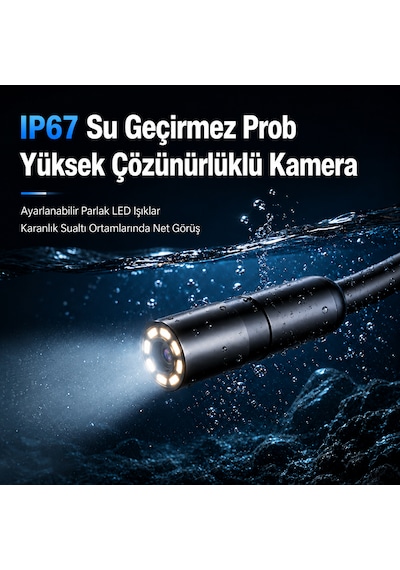 5 Metre Ekranlı Endoskop Kamera 5,5 Mm Kamera Çapı