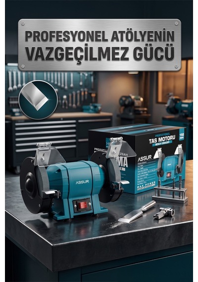 Assur 250W 150 MM Disk Çapı Zımpara Balta Bıçak Bileme Makinesi Taş Motoru Tezgah Üstü Taşlama - 3065
