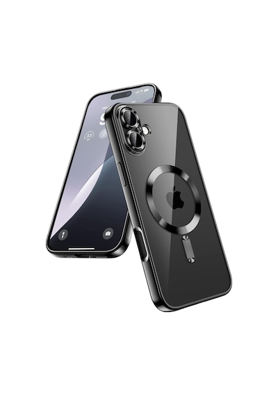 Teknomoda Apple iPhone 16 Kılıf Kamera Lens Korumalı Renkli Magsafe Şarj Uyumlu Şeffaf Silikon Siyah