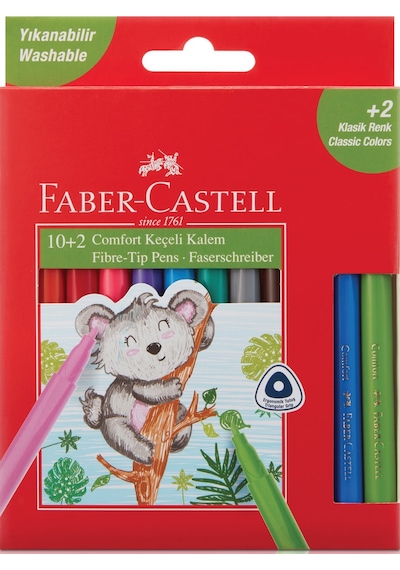Faber-Castell Comfort Yıkanabilir Keçeli Kalem 10+2 Faber-Castell Comfort Yıkanabilir Keçeli Kalem 10+2