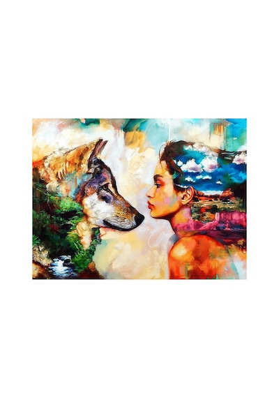 Kurt Ve Kadın Çerçeveli 50x65 Sayılarla Boyama Hobi Seti