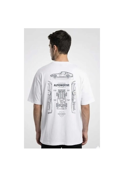 Panda Baskı Tekstil Oto Şema Baskılı Özel Tasarım Oversize Tshirt Beyaz