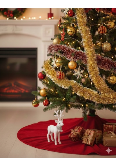 22 Cm X 15 Cm Yılbaşı Geyik Beyaz Kadife Tüylü Dekoratif Masa Ve Parti Süsleme Figürü Noel Diğer