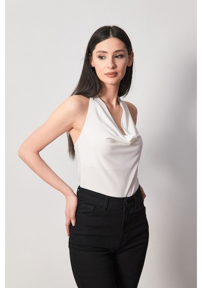 Fullamoda Boyundan Geçmeli Degaje Yaka Bluz 25ygb7510128753-ekru Ekru