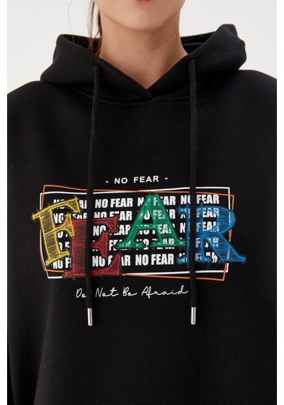 No Fear Kadın Sweatshirt Oversize Kapüşonlu Siyah 72476 001