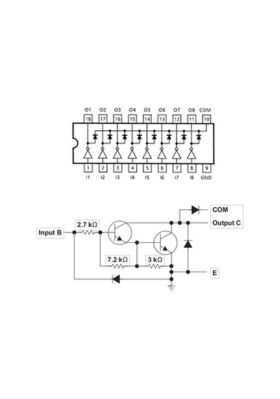 Uln2803a Npn 8 Adet Darlington Transistör Sürücü Entegre Modülü Bjt Bipolar Yüksek Voltaj