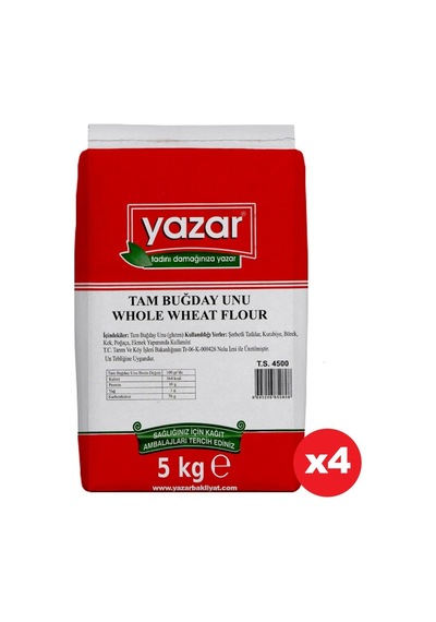Yazar Tam Buğday Kepekli Un 4 x 5 KG