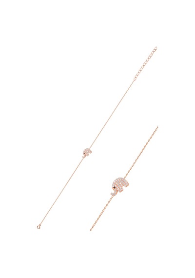 Gümüş Rose Zirkon Taşlı Fil Bileklik N11.27072