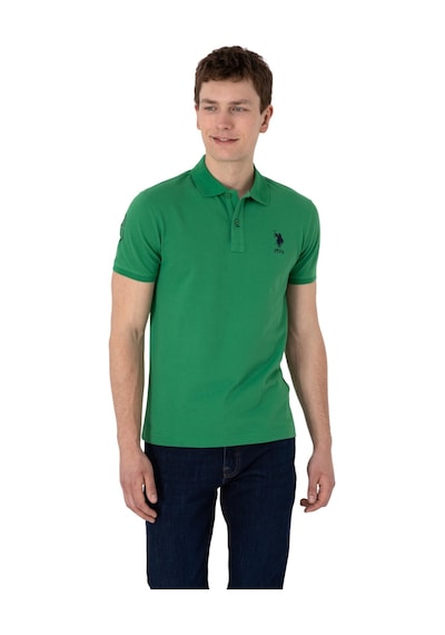 U.S. Polo Assn. Erkek Slim Fit Polo Yaka Basic Tişört Yeşil