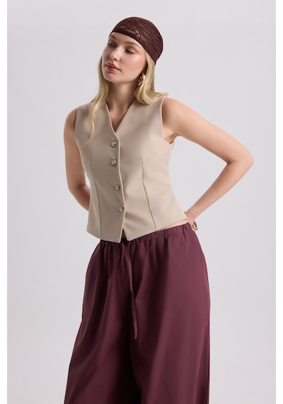 Mai Collection Mai Studios Co. Rianto Koyu Bej Kısa Yelek Koyu Bej