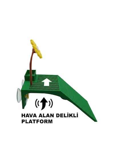 Ada Akvaryum Papatya Su Kaplumbağası Rampalı Dinlenme Platformu Yemlikli