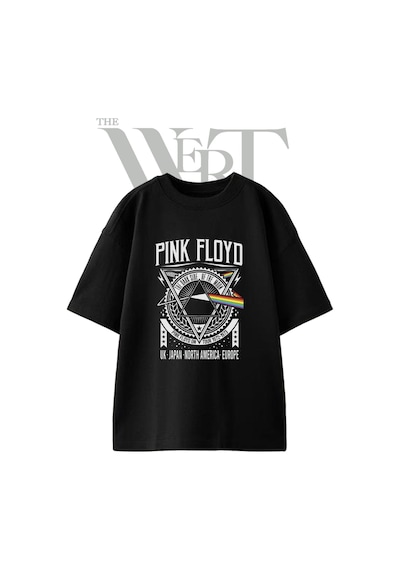 Thewert Pink Floyd Dark Side Tasarım Baskılı Ünisex Siyah Oversize T-shirt