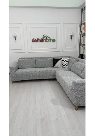 Köşe Koltuk Örtüsü Gri