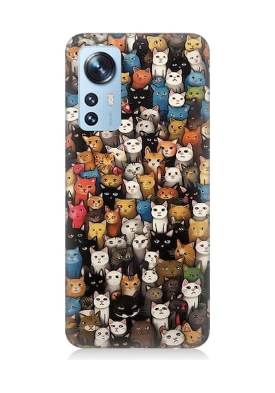 Xiaomi 12 Uyumlu Renki Sevimli Kediler Desenli Silikon Kılıf