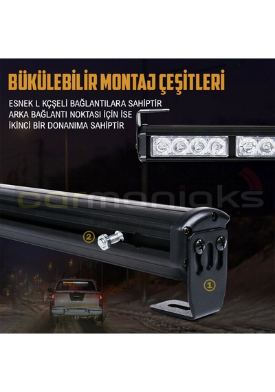 Off Road Lambası Cree 90cm Turuncu 32 Led 160w Kumandalı Çakar İkaz Lamba