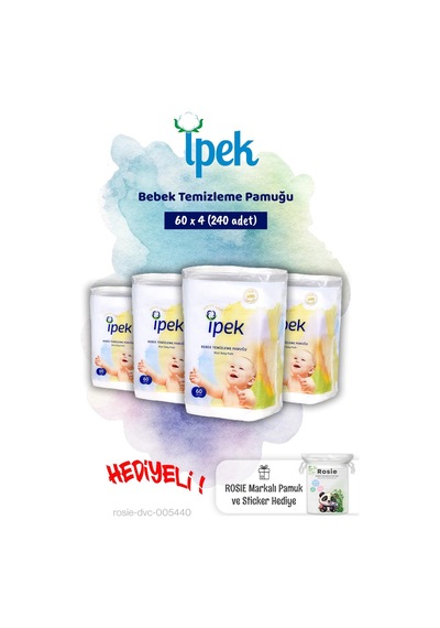 İpek 60'lı X 4 Bebek Temizleme Pamuğu Ve Rosie Pamuk Hediye