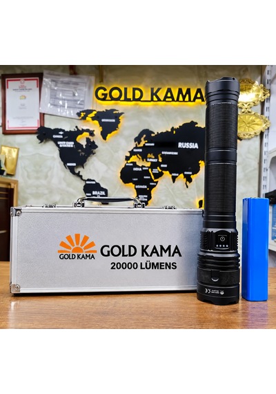 20000 Lümen Şarjlı Led El Feneri, 2-3 Km Menzilli, Zoomlu, 5 Modlu, Powerbank Özellikli Siyah