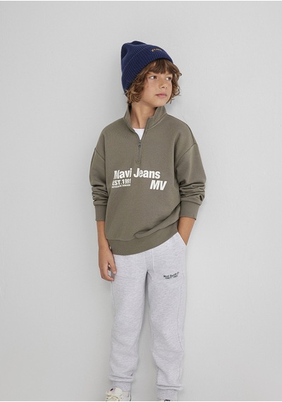 Mavi - Yarı Fermuarlı Haki Sweatshirt 6s10142-86961 Yeşil