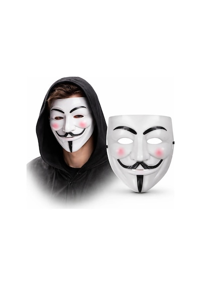 V Mask Premium Vendetta Beyaz Maske Guy Fawkes Stil