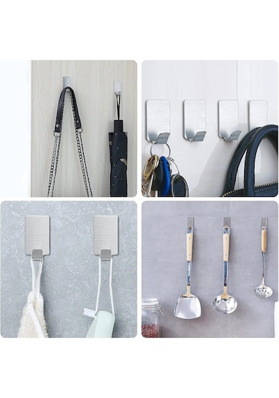 Yapışkanlı Metal Banyo Mutfak Eşya Askılığı Al4468-1 Adet Gümüş