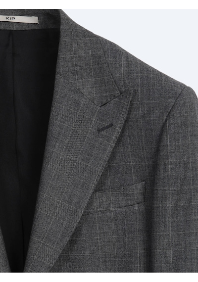 Kip Antrasit Kareli Modern Fit Yün Karışımlı Takım Elbise