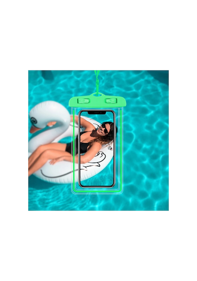 Su Geçirmez Telefon Kılıfı Havuz Deniz Yağmur Da Kullanım Boyun Askı İpli Waterproof Phone Case Yeşil