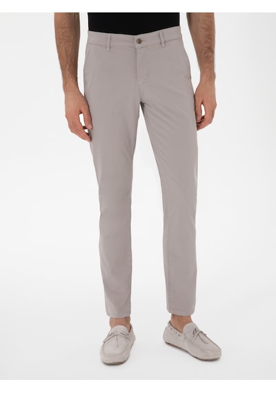 Cacharel Vizon Slim Fit Pamuk Karışımlı Kanvas Pantolon Kahverengi