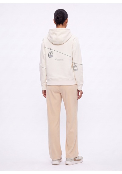 Discovery Expedition D4wl-swt3001 Ekru Kapüşonlu Rahat Baskılı Kadın Sweatshirt