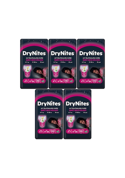 Drynites Emici Gece Külot Bez Kız 4-7 Yaş 17-30 Kg Large 50 Adet L 5'li