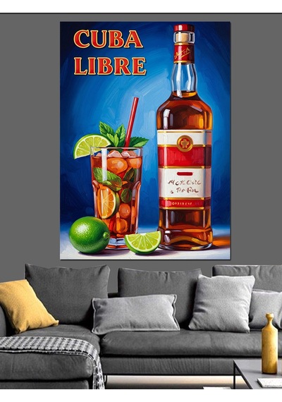 Ahşap Tablo Cuba Libre Kokteyli Afişi