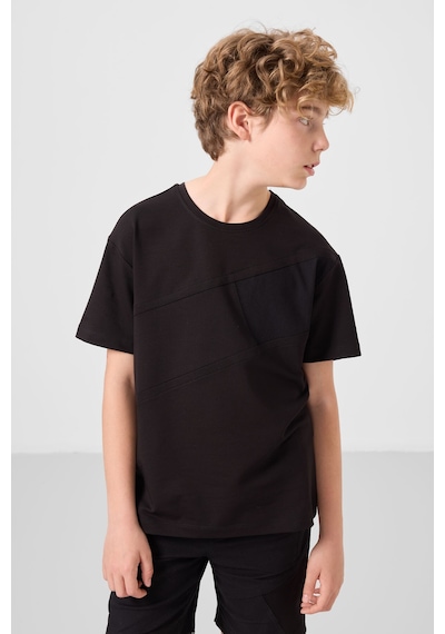 Siyah Pamuklu Oversize Fit Dokuma Hafif Esnek Chino Erkek Çocuk Şort Takım - 11275 Siyah