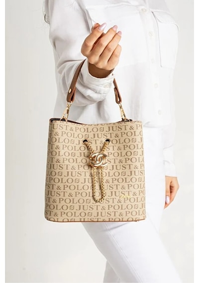 Just Polo Kadın Günlük Kullanıma Uygun Ayarlanabilir Askılı Şık El & Omuz Çantası Shoulder Bag Vizon - Taba 32054669