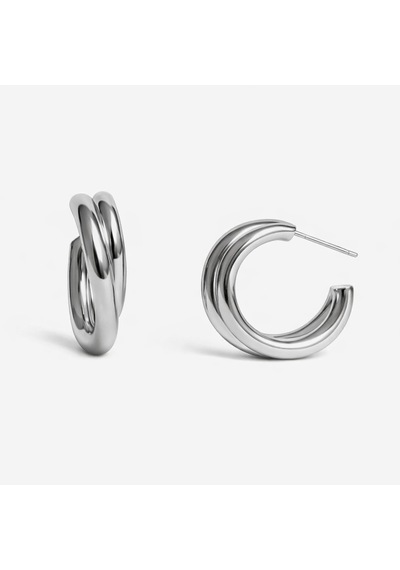 Çelik 2 Halka Küpe Silver