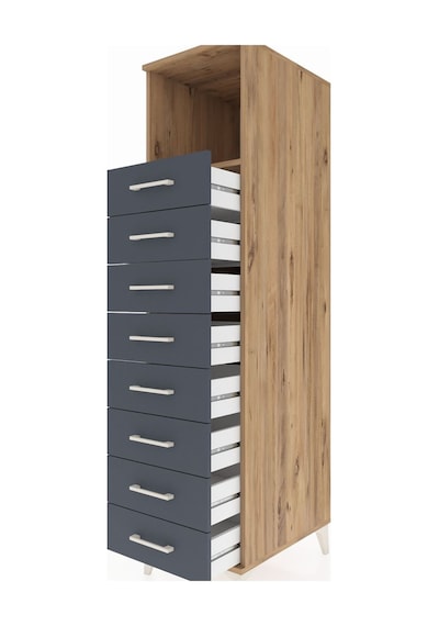 Kronos Dolap Tek Raflı 8 Çekmeceli 44x59x182 Çam-antrasit Çam Kronos Dolap Tek Raflı 8 Çekmeceli 44x59x182 Çam-antrasit Çam