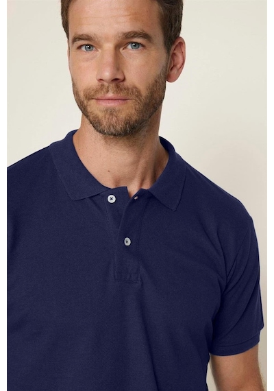 Tudors Erkek Slim Fit Dar Kesim Pamuklu Yumuşak Dokulu Serin Tutan Kumaş Düz Pike Lacivert Polo Yaka Tişört-31688 Lacivert