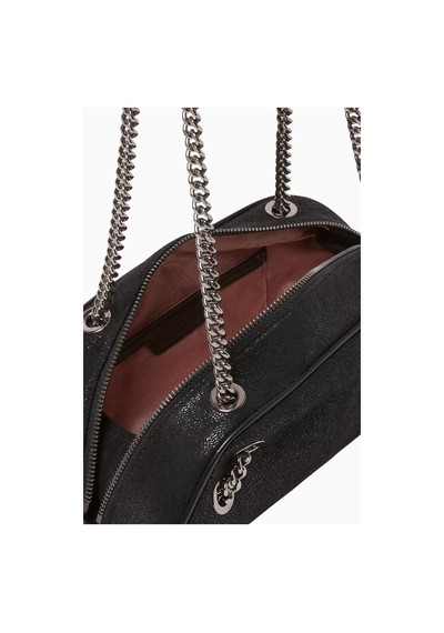 Stella Mccartney Eco Shaggy Deer Vegan Falabella, Zincir Detaylı Bowling Omuz Çantası Siyah