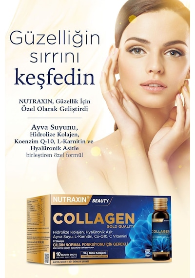 Nutraxin Collagen Gold Quality 10x50 Ml Marin Kolajen, Q10, Biotin, Hyalüronik asit