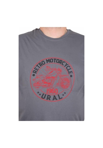 Starbattal Erkek Büyük Beden Sıfır Yaka Tişört Motorcycle 25171 Fume Fume Füme