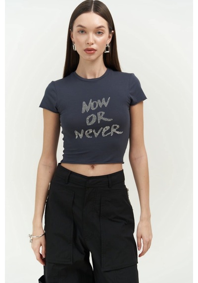 Mai Collection 2724 - Now Or Never Antrasit Penye Crop