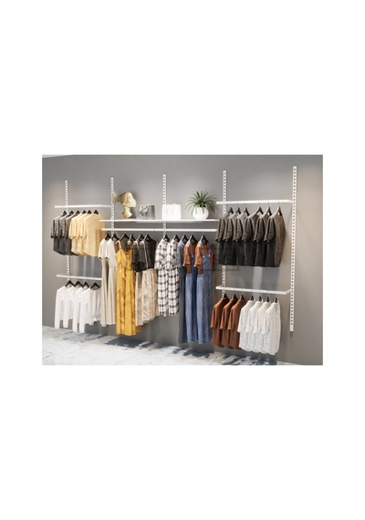 Mağaza Raf Sistemi, Askılık Sistemi, Butik Rafı, Mağaza Stand, Giyinme Odası-245x200 Cm Çok Renkli