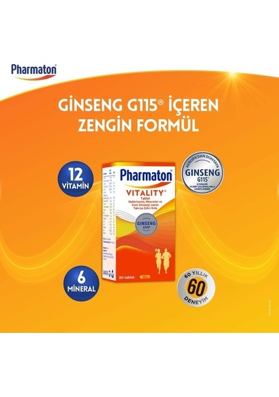Pharmaton Vitality 30 Tablet - Ginseng G115, Multivitamin Ve Mineraller