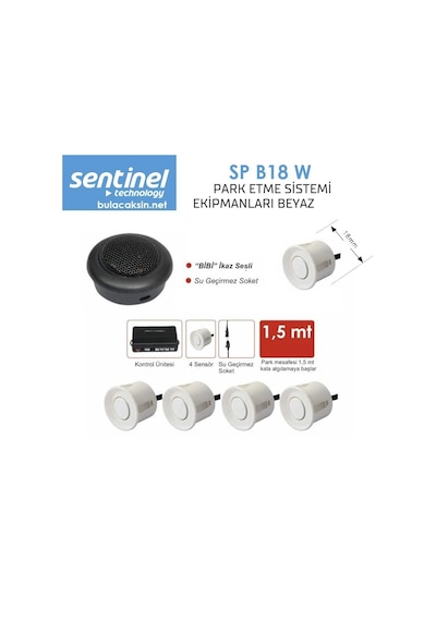 Sentinel Park Sensörü Ses İkazlı 18mm Beyaz