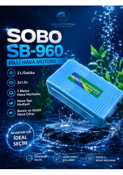 Pilli Hava Motoru - 1 Metre Hava Hortumu Ve Hava Taşı Hediyeli - Sb-960 - 2lt/dakika