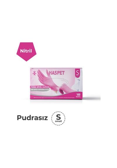 Haspet Pembe Nitril Small Dövme Eldiveni - Kutu