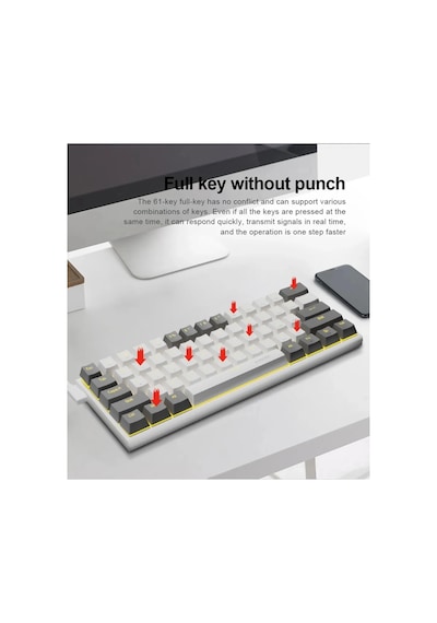 Blue Switch Z11 Mini İngilizce Q Klavye Full Anti Ghosting Mekanik Oyuncu Klavyesi