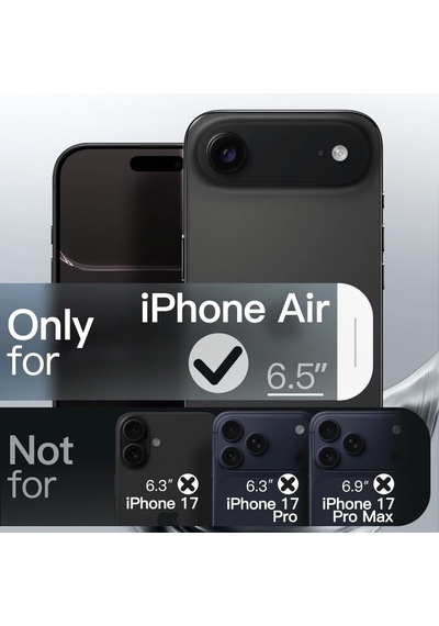 Apple Uyumlu iPhone 17 Air İçin Magsafe İle Kılıf Kamera Lensli Korumalı Şeffaf Silikon Kapak Siyah